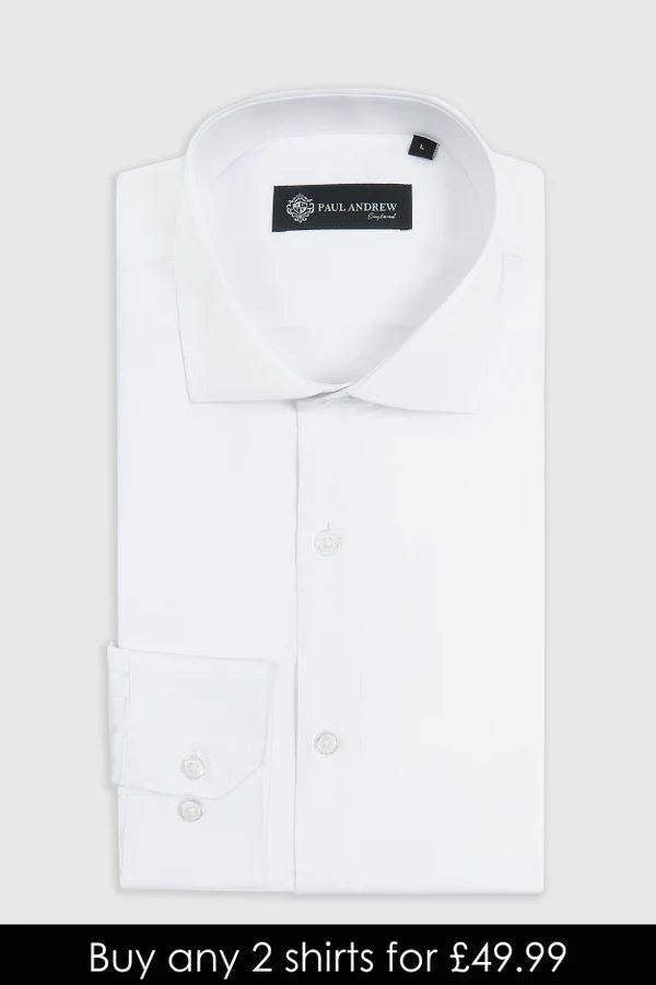 Paul Andrew Oliver Cutaway Collar Shirt - White