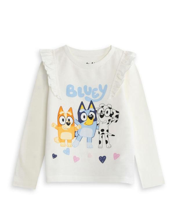 Bluey Girls Off-White Character Long Sleeve Long Leg Pyjama Set