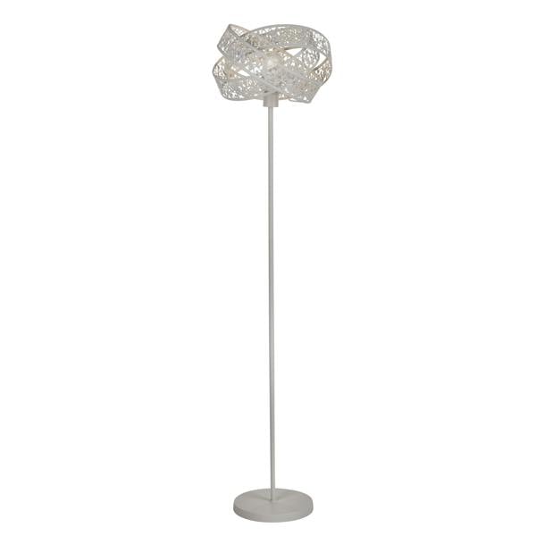 Lighting Collection Matte White Fretwork Floor Lamp
