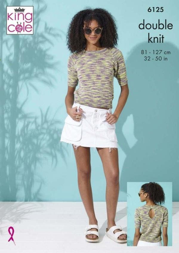 King Cole Linendale Reflections DK Knitting Pattern 6125, Sweaters, Tops for Women, 32 - 50 Inches