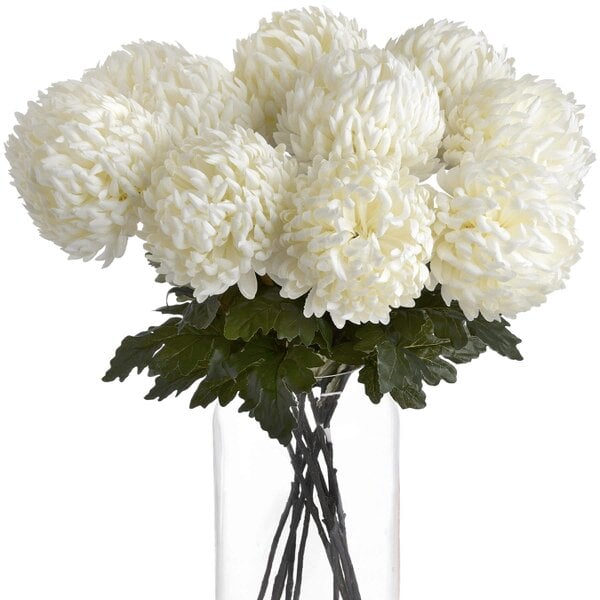 Wyld Haus Set of 3 Artificial Flowers Large White Chrysanthemum Stems
