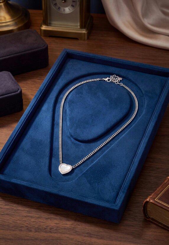 Latelita Heart Mother Of Pearl Necklace Silver