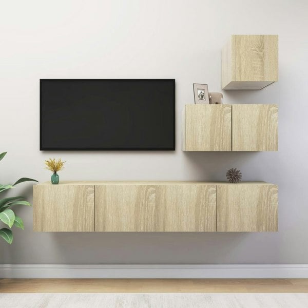 Berkfield 4 Piece TV Cabinet Set Sonoma Oak Engineered Wood