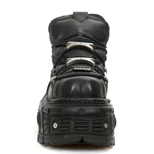 New Rock Unisex Metallic Black Leather Gothic Boots- M-TANK106-C2