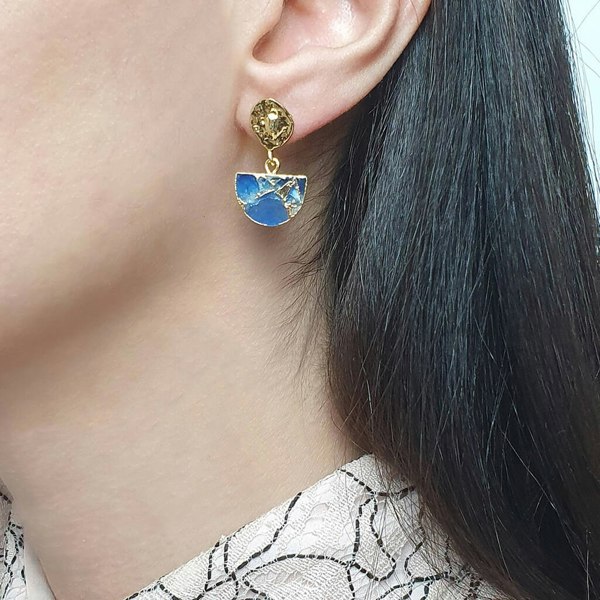 Hammered Sapphire September Birthstone Earrings