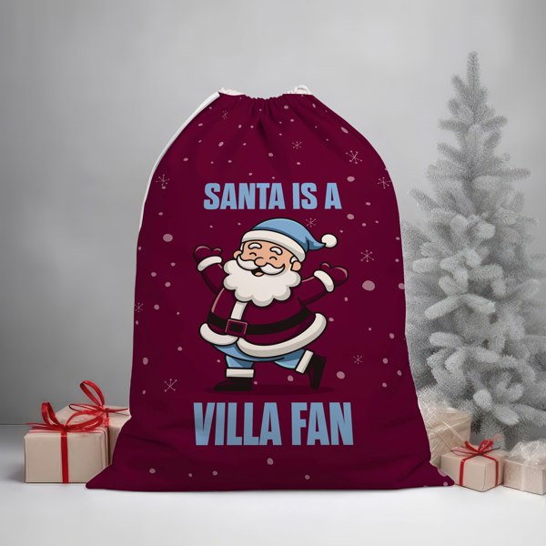 BritishmadeGifts Santa is a Villa Fan - Football Fan Santa Sack