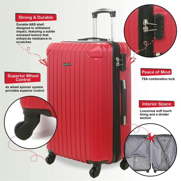 Snowball Hard Shell Cabin  55 x 27 x 22 cm ABS Suitcase Luggage Suitable for Easyjet, Ryanair