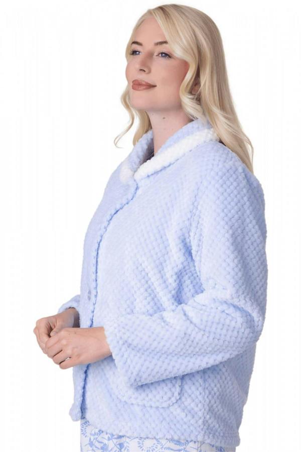 Camille Women's Supersoft Fleece Button Front Bed Jacket with Pockets