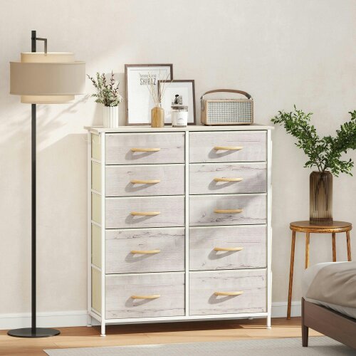Wyld Haus Nipa Fabric And Metal Natural Wood Finish 10 Drawer Storage Chest