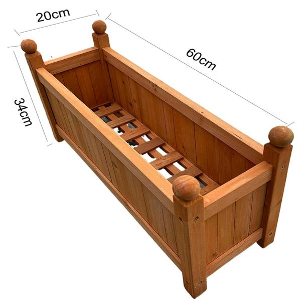Gr8 Garden Brown Wooden Rectangular Garden Planter Box 60cm Raised Flower Trough
