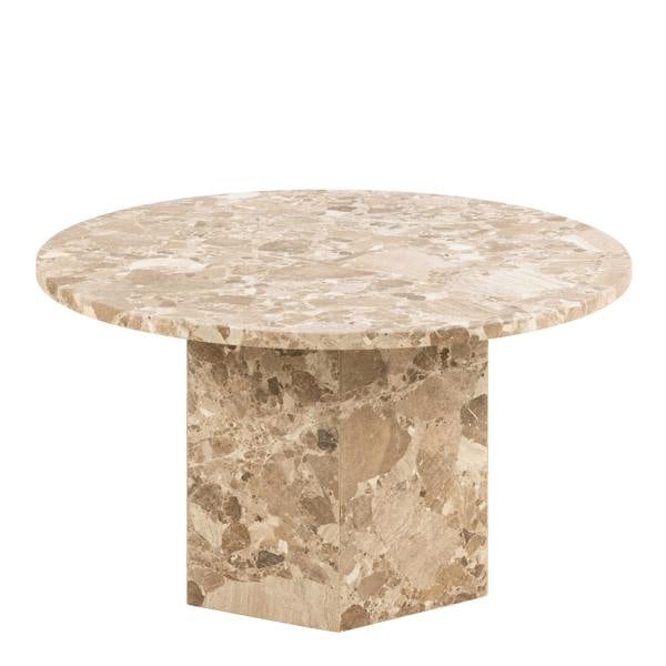 Wyld Haus Bremen Brown Marble Round Coffee Table Hexagon Base