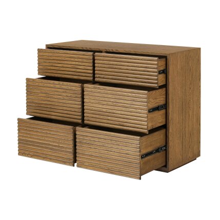 Wyld Haus Mandarina Retro Natural Walnut Ribbed Six Drawer Chest