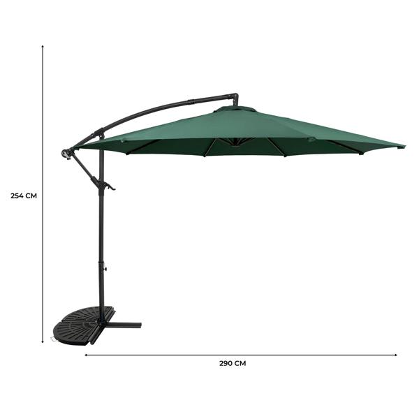 Jardi Cantilever Parasol 3m With Half Fan Base – Green