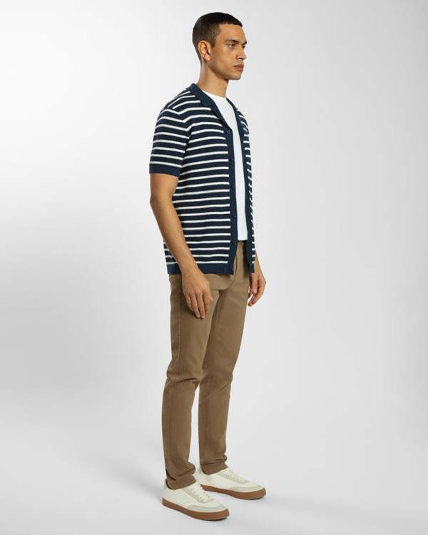 Steel & Jelly Large Stripe Knitted Button Polo Shirt