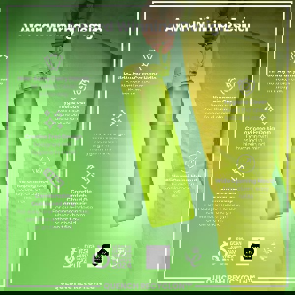 A lime-green water bottle is being held; its features, including a hide-away handle, crevice-free design, and wide mouth, are highlighted against a pale green backdrop. The bottle is an award-winning design.