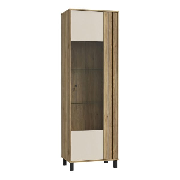 Furniture To Go Grafton Glass Door Display Cabinet in Cream and Oak