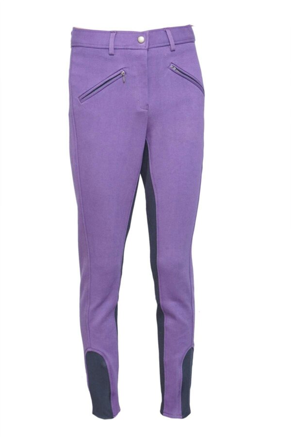 eQuitack Women's Stretchy Self Seat Horse Riding Jodhpurs Purple/Black