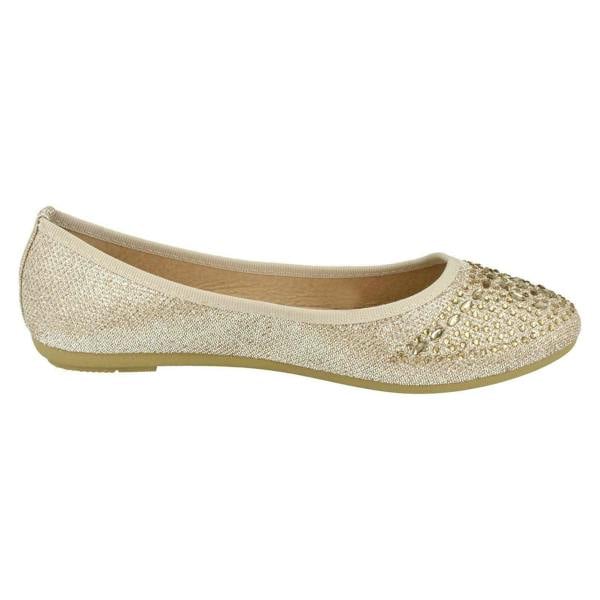 Spot On Ladies Spot On Jewel Trim Vamp Ballerinas