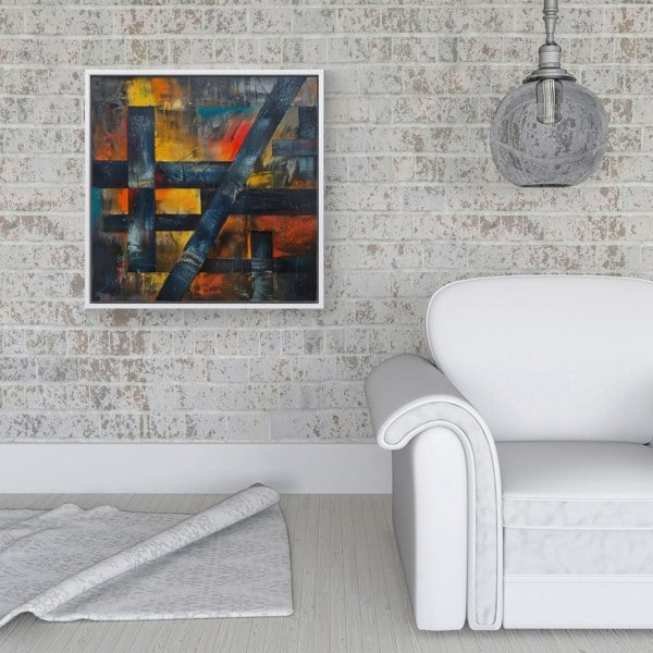 Warren Reed Geometric Interplay: Abstract Patterns Framed Canvas