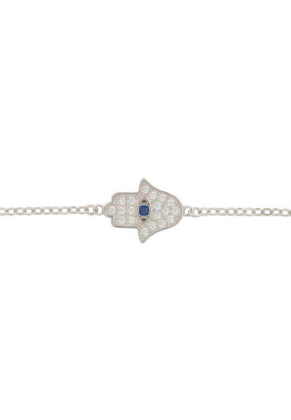 Silver bracelet with a hasma hand pendant