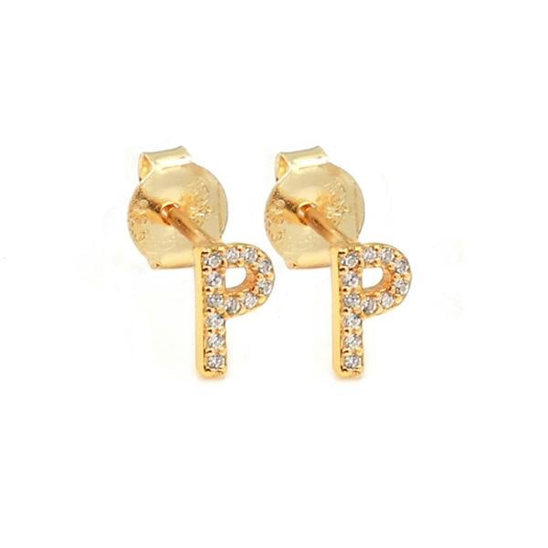 Say It With Dainty Initial Earring Pair - Yellow Gold