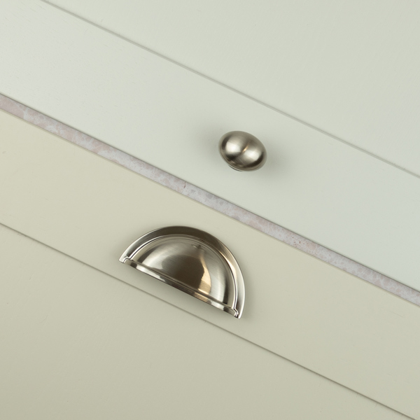 Handle & Home Brushed Nickel Classic Style Cup Handle and Coordinating Knob
