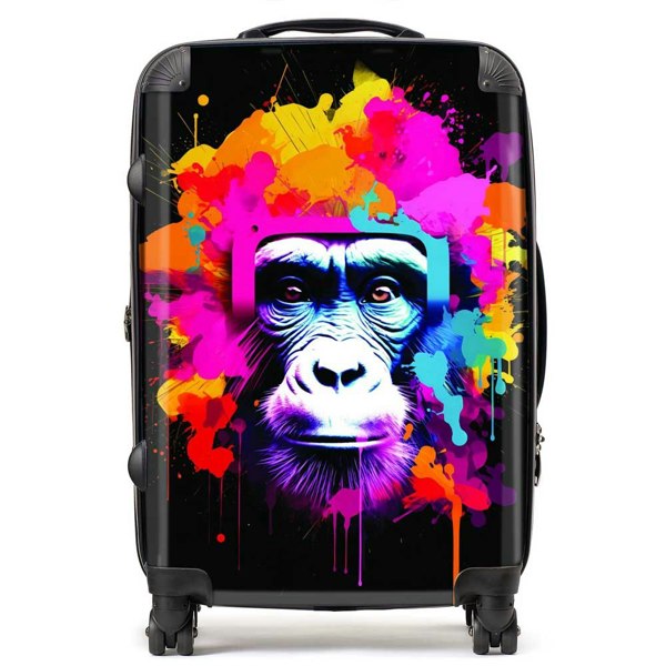 Warren Reed Multi Coloured Monkey Face Suitcase