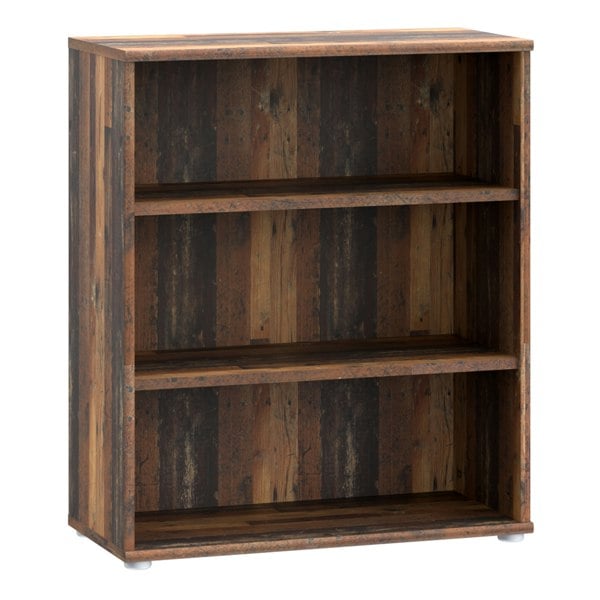 Furniture To Go Essential Low Wide 2 Shelf Bookcase in Vintage Oak
