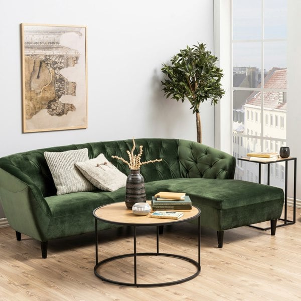 Furniture To Go Seaford Black Metal Round Coffee Table with Oak Top