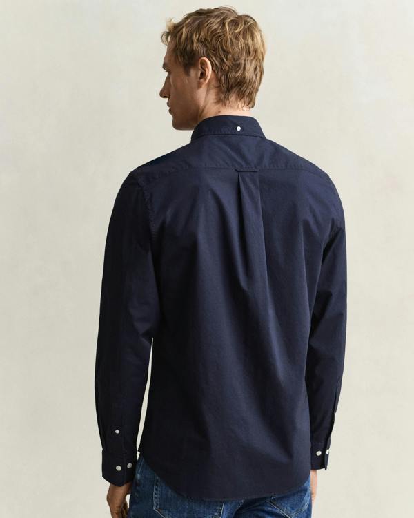 GANT Mens Regular Fit Long Sleeve Poplin Shirt - 433 Evening Blue | CHO | Designer Mens Long Sleeve Shirts
