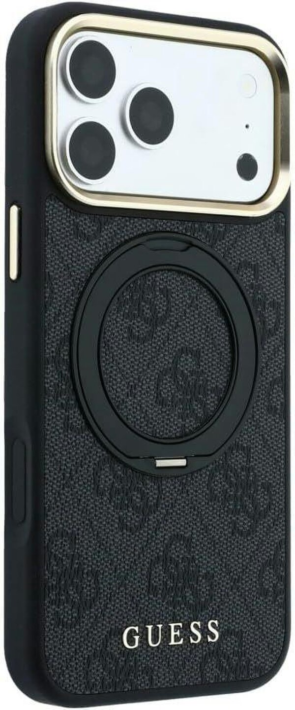 Guess Ring Stand 360 Rotation 4G Classic Logo Case with MagSafe for iPhone 17/18 Pro Max 6.9" Black - GUHMP18X6PS4RSCLK