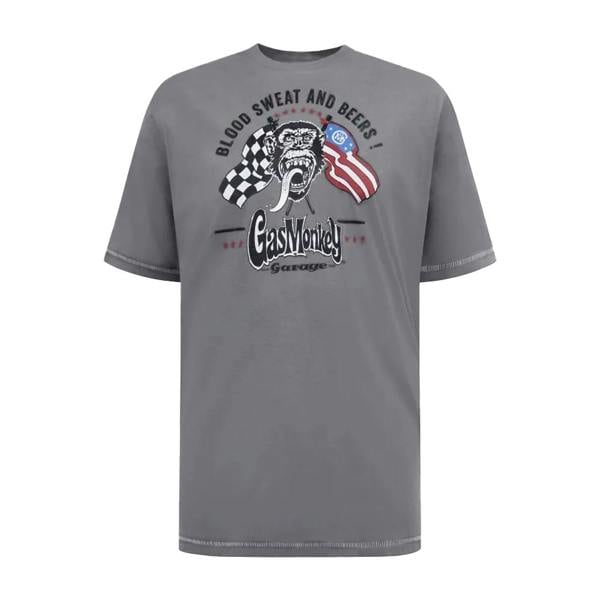 Duke Mens Jasper D555 Gas Monkey Kingsize T-Shirt - Grey - 
