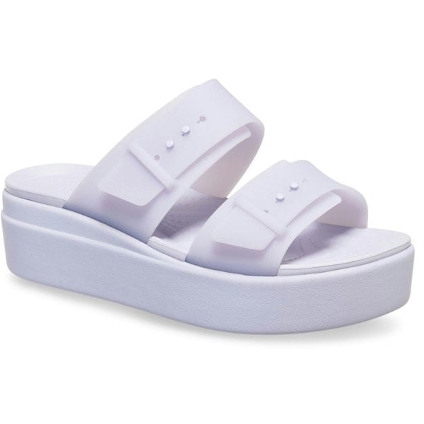 Crocs Brooklyn Buckle Low Wedge Women's Purple Moon Sandals