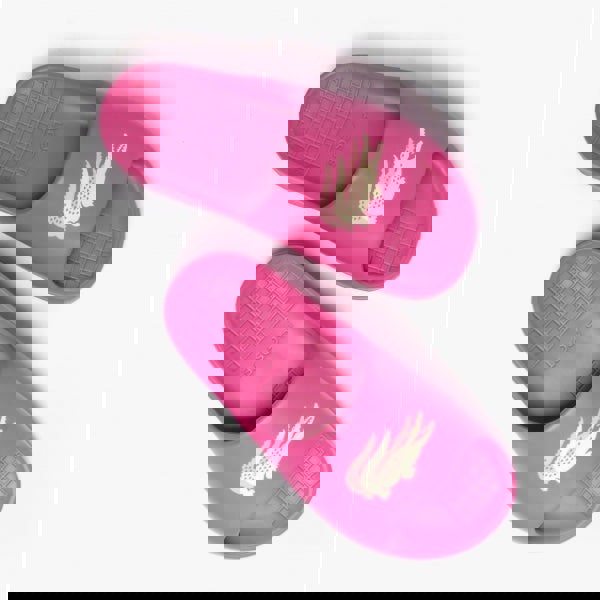 Lacoste CROCO 2.0 Womens Cushioned Sliders Pink/Off White