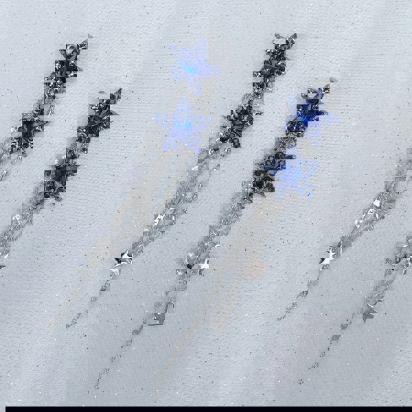 star earrings navy blue earrings dangly