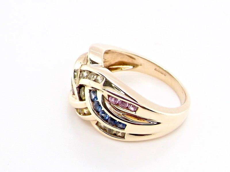 Vintage Tom A 9 carat gold multi gemstone dress ring