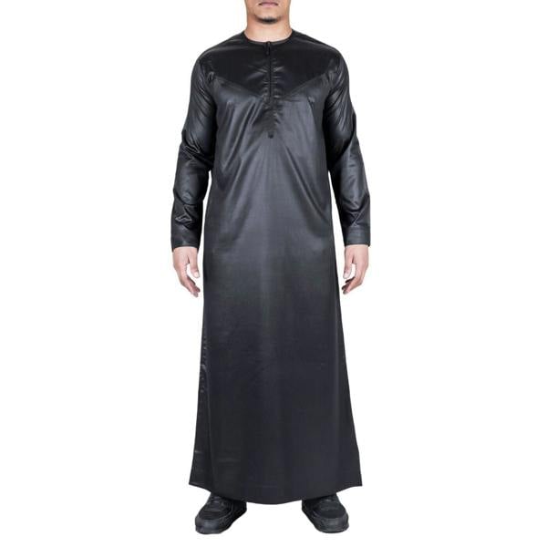 Infinity Leather Men's Thobe Robe Satin Emirati Islamic Jubba Eid Regular Fit