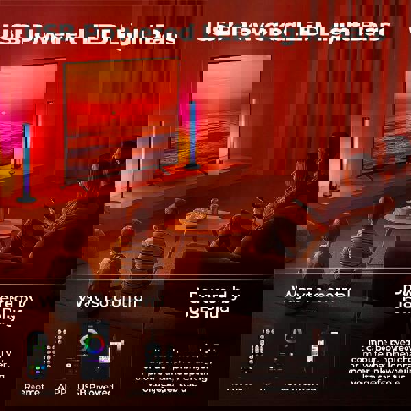 Emitto 2x Smart RGB LED Light Bars Game Ambient Lamps Color Changing Music Timer