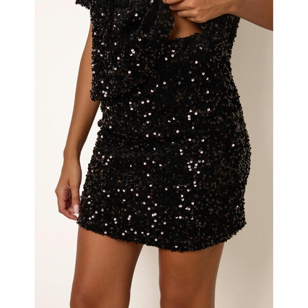 Blue Vanilla Velvet Sequin Pelmet Skirt