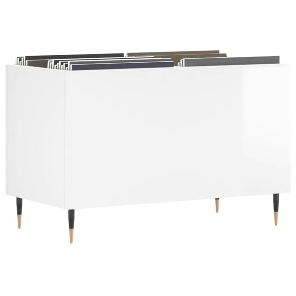 Berkfield Record Cabinet High Gloss White 74.5x38x48 cm Engineered Wood