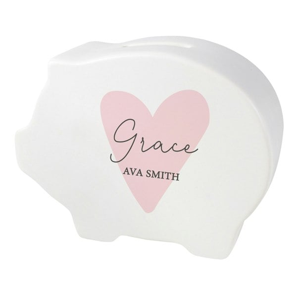 Personalised Memento Company Personalised Pink Heart Piggy Bank