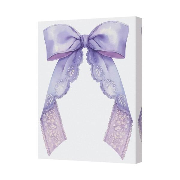 Benjamin Tate Design Elegant Lavender Lace Bow Canvas Wall Art Decor For Bedroom