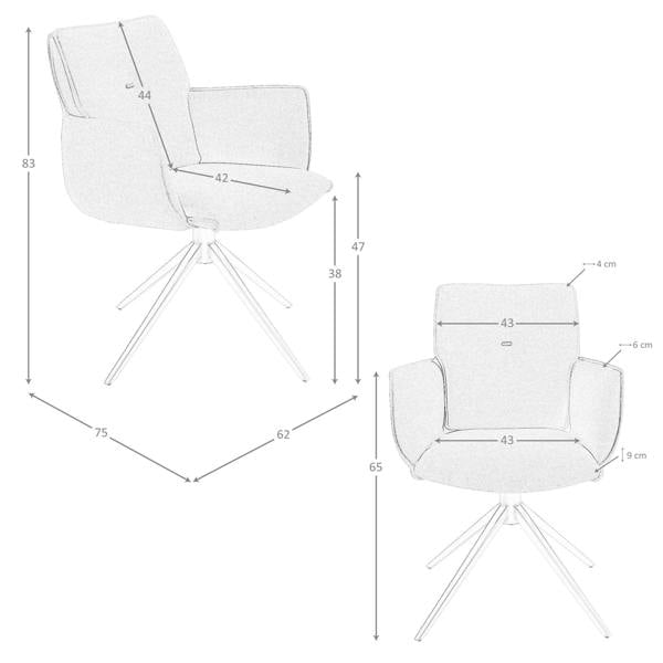 Angel Cerdá Olive green fabric swivel chair 4238