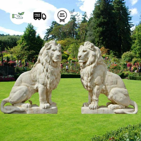 Pair Of Giant Stone Cast Lions 1.35 m, 600kg each