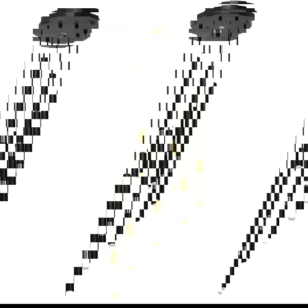 Milagro Monza Designer Black Pendant Lamp (7XG9) High Quality Hand Made from Matt Black Alloy With Luxurious Gold Detail