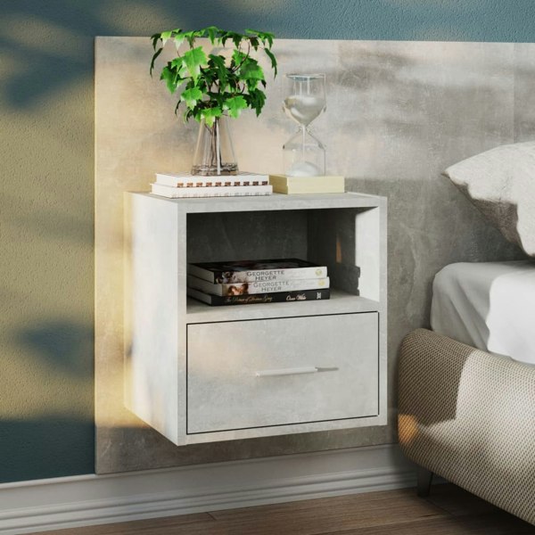 Berkfield Wall-mounted Bedside Cabinet Concrete Grey