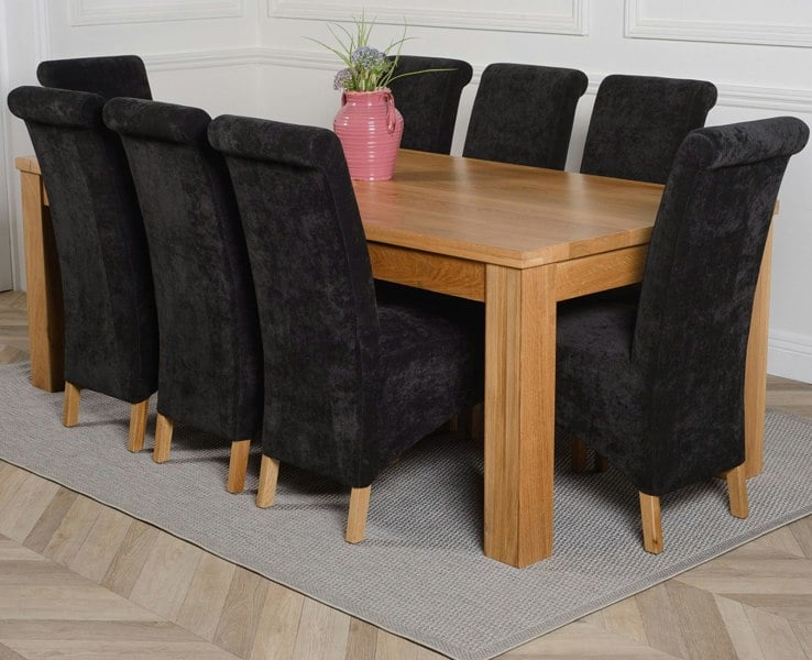 That's Furniture Dakota Extra Large Oak Dining Table with Montana Fabric Chairs