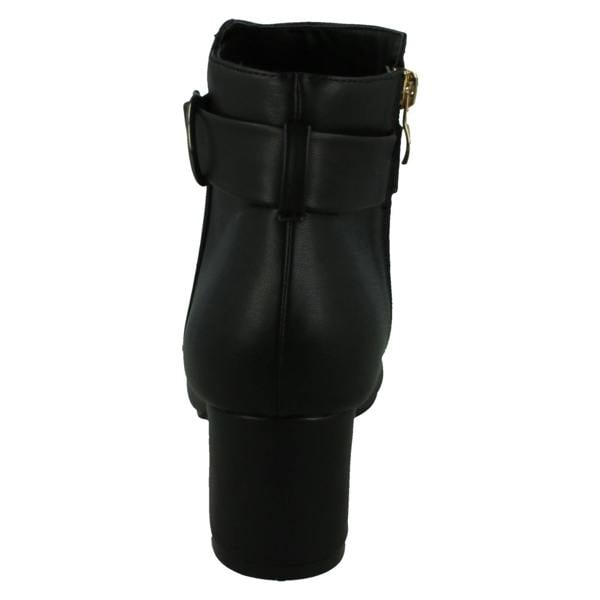 Spot On Ladies Spot On Block Heel Wide Fit Ankle Boot with Buckle and Inside Zip F51247