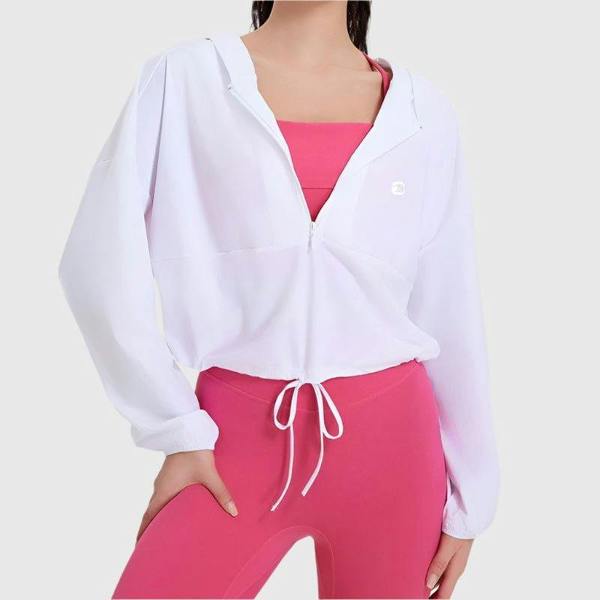 Anniou Cropped Hoodie UPF 50+ - White