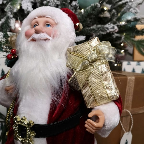 Samuel Alexander 40cm Red Standing Santa with Gift Sack Christmas Indoor Decoration
